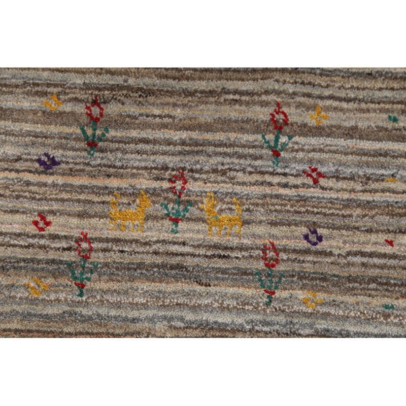 Tapis indien rayé Gabbeh 5 x 8