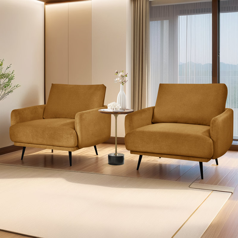 Lanaijah 37.5'' Oversized Armchair Accent Chair Single Seat Sofa for living room, Brownish Yellow Velvet
