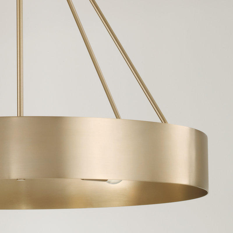 27.50"W x 24.25"H 4-Light Modern Circular Metal Chandelier, Matte Brass