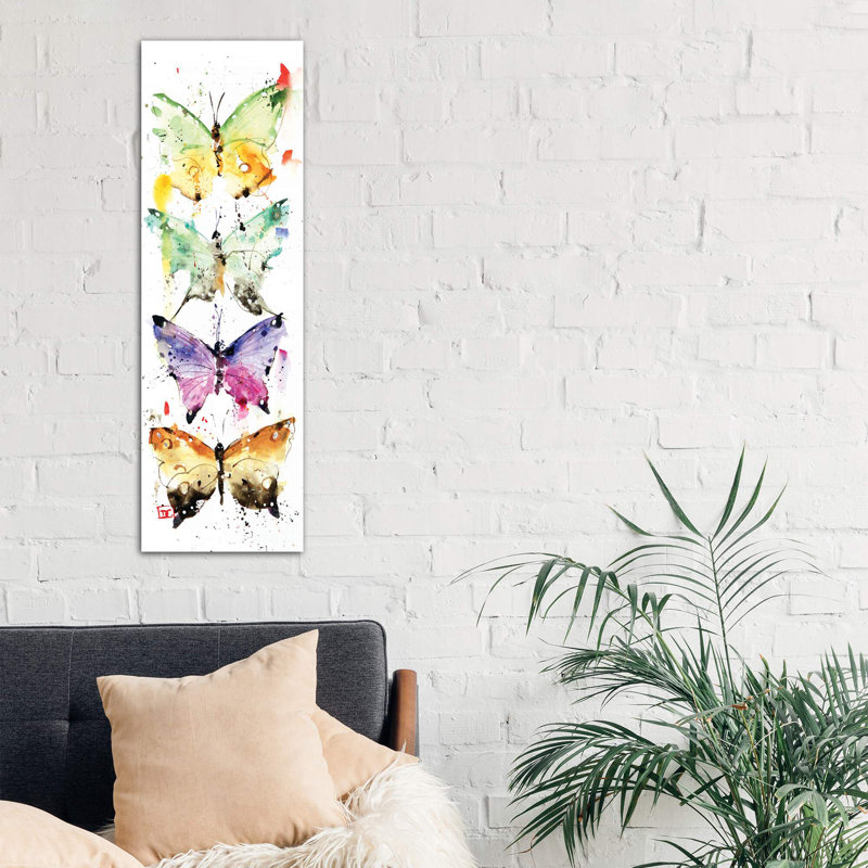 4 Butterflies by Dean Crouser - Wrapped Canvas Panoramic Painting, 152.4 cm H x 50.8 cm W x 1.91 cm D