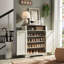 Rangement pour chaussures 4 couches - Blanc et armoire de rangement en chêne Large