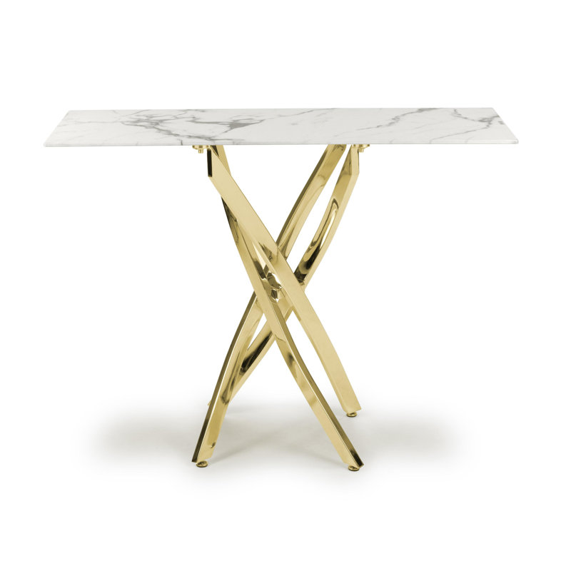 Bardha 40cm Glass Top Console Table, Gold