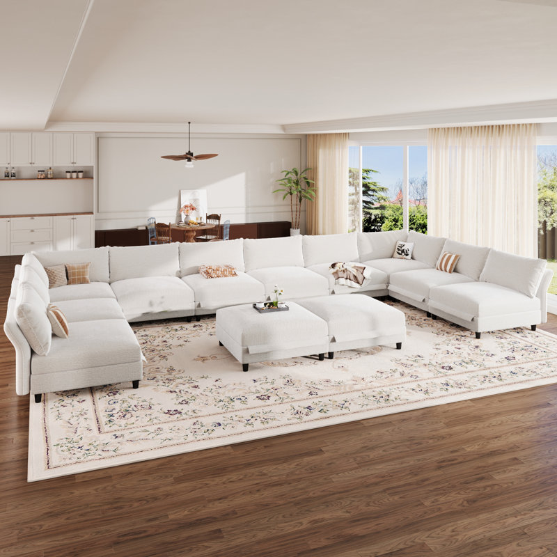 Canapé modulaire surdimensionné en U Knaack | Canapé de salon rembourré, Chenille beige
