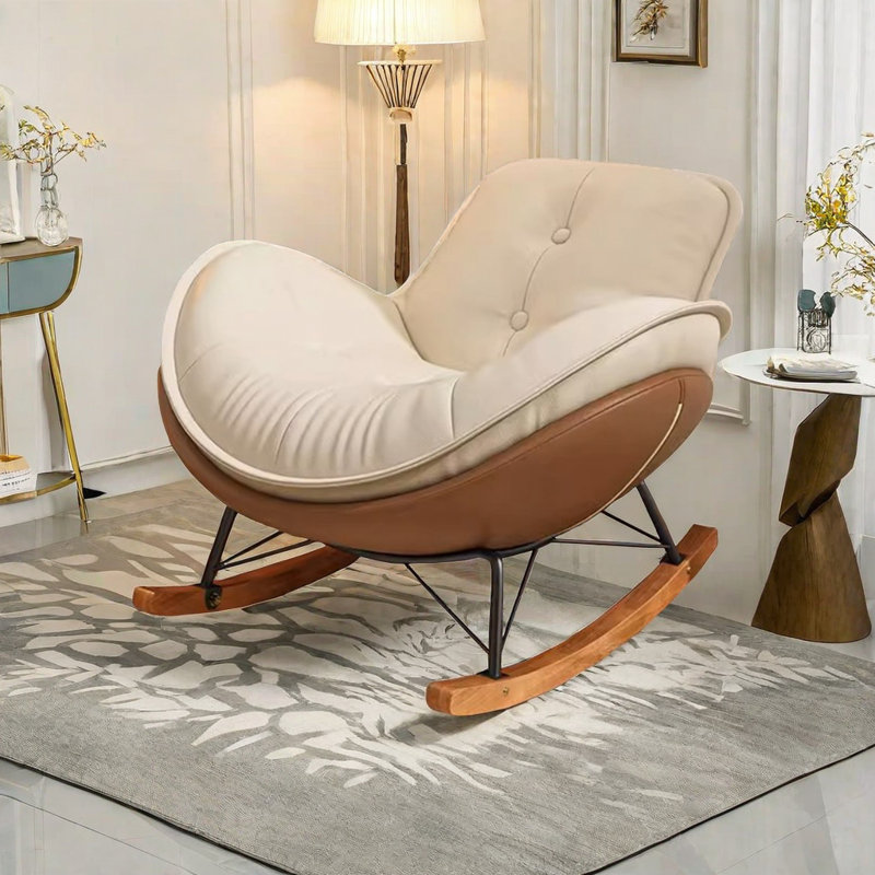 Chaise berçante moderne de couleur assortie décontractée, Brun