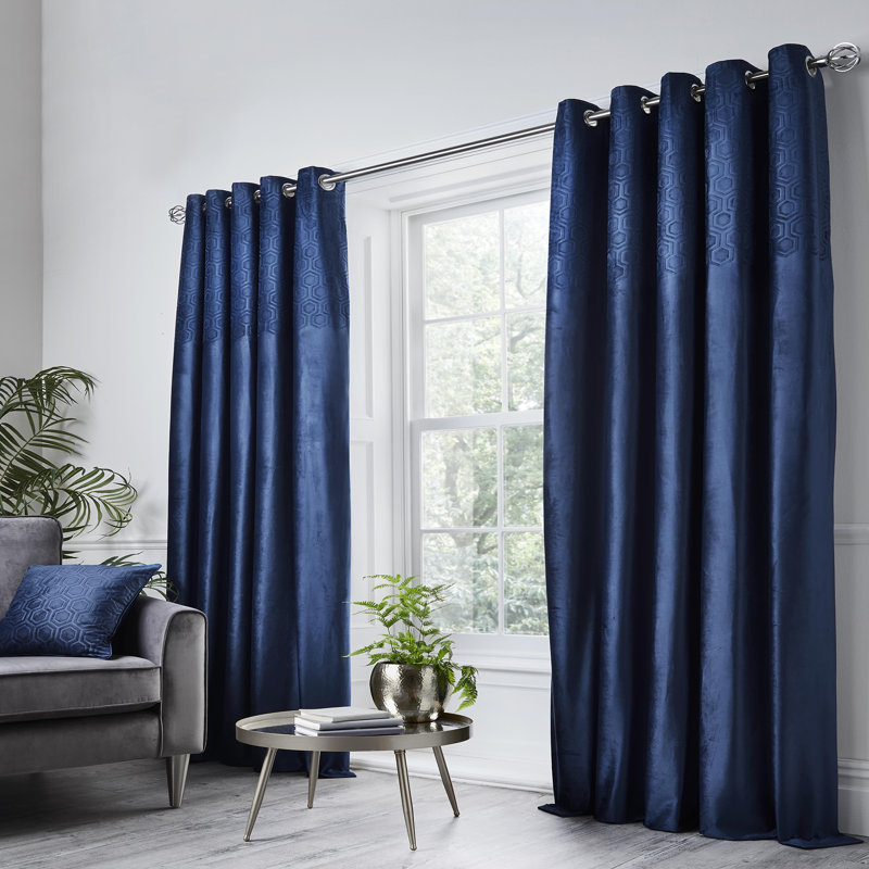 Jasper Room Darkening French Door Curtain Pair, Navy, 229 x 183 cm
