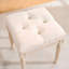 Banc de hall d'entrée en tissu de lin de style français, bout de lit tapissier capitonné avec pieds élégants en bois brossé, beige