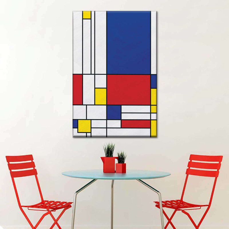 Géométrique «Mondrian II» sur toile, H 48 po x l 32 po x P 1,25 po