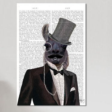 «Llama in Tuxedo», impression sur toile, H 12 po x l 8 po x P 0,75 po, Pas de tapis, Toile tendue