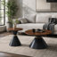 Ensemble de tables basses rondes 2 pièces-392447416