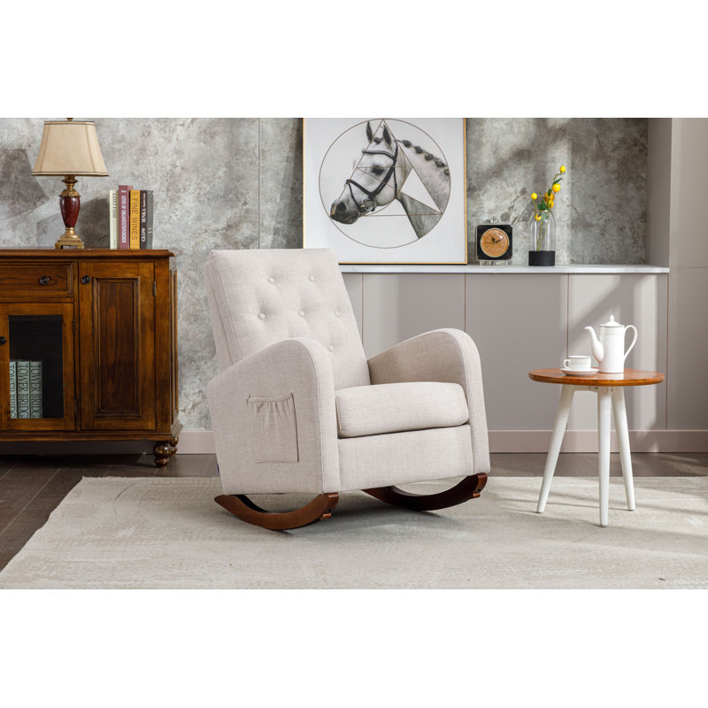 Fauteuil berçant à haut dossier, Gris huître