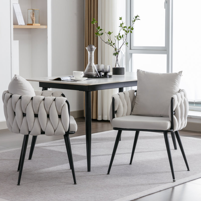 Maylyn 18'' H Tufted Velvet Armchair, Ivory