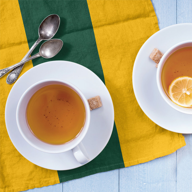 Anaheim Stripe Tea Towel Kitchen Towel, Cotton Twill, Harvest Gold/Forest Green/Harvest Gold
