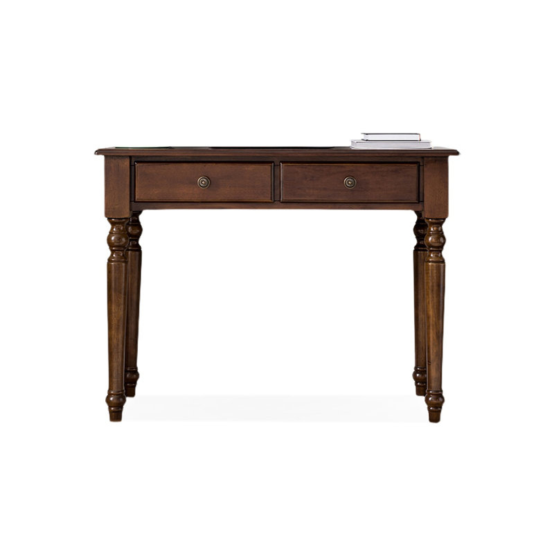 Bureau 2 tiroirs en bois massif brun-noisette noir, 29,92 po H x 47,24 po L x 19,69 po P