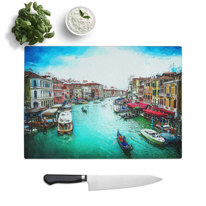 Glass Gondolas in Venice Italy in Abstract Chopping Board, 28.5 cm W x 20 cm L
