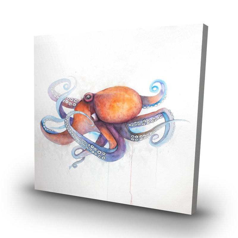 Colorful octopus profile - 32"x32" art on canvas