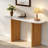 Narrow Console Table With Oval Marble Top, Curved Legs And Triangular-designed Base-1298546513