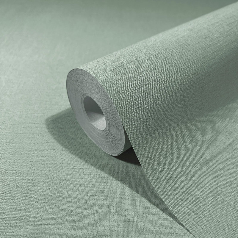 Flora Collection Matte Plain Texture Wallpaper Roll, Green