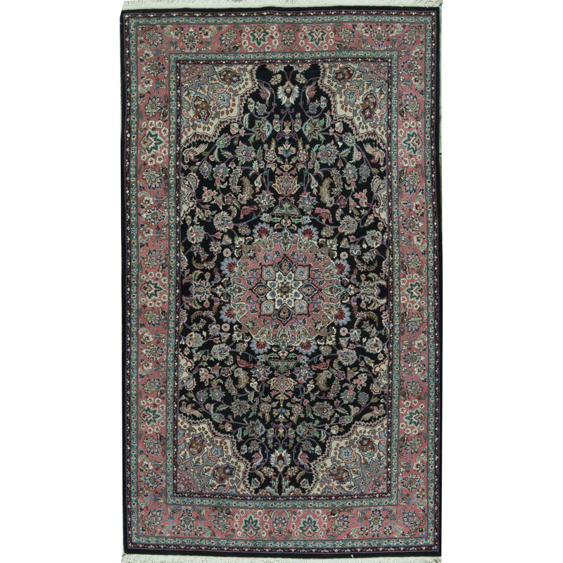 Tapis noir de haute qualité noué à la main