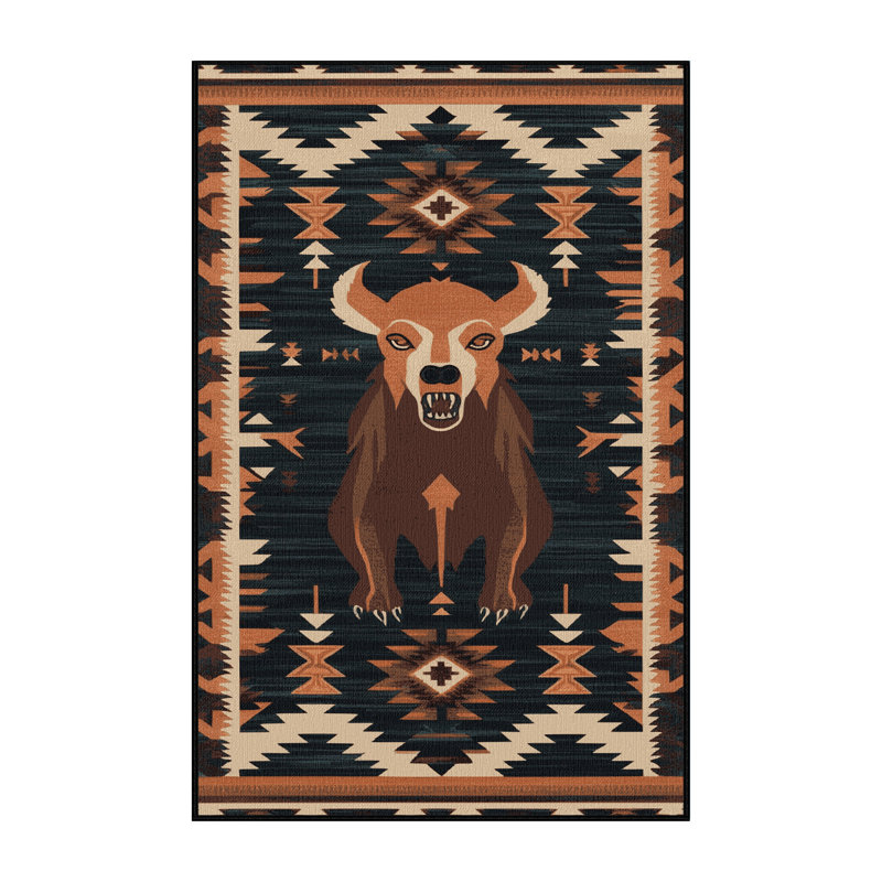  Washable Chupacabra Southwestern Area Rug
