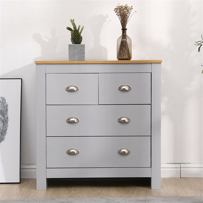 Afandor 200.66cm W 6 - Drawer Chest of Drawers, Grey/Oak