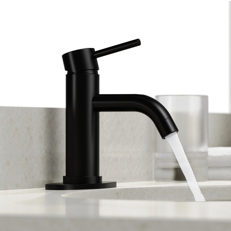 Modern Single-handle Bathroom Faucet with Drain Assembly, Matte Black