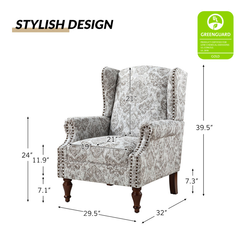 Fauteuil d'appoint à oreilles Anndi, Polyester beige