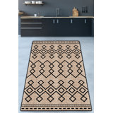 Nadell Moroccan Handmade Flatweave Polyester Blend Area Rug in Beige/Black