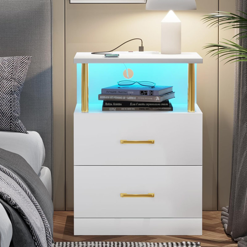 Adallyn Led Nightstand, White
