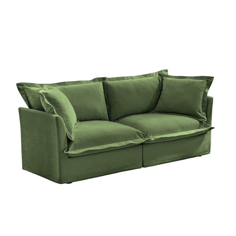 Comfy chenille 2, coussin rembourré et housse amovible pour une utilisation quotidienne compacte à 2 places, Chenille verte