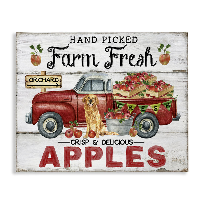 "Farm Fresh Apples Truck", art mural sur toile par Creatif Belle bp-622_CN, H 36 po x l 48 po