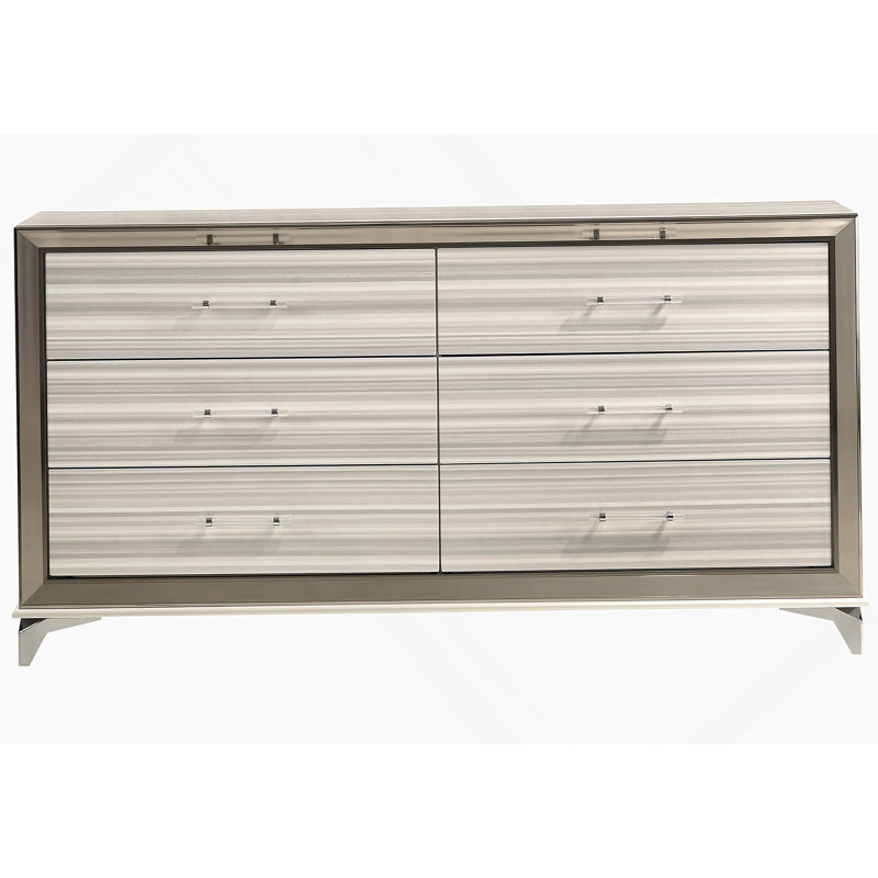 Commode horizontale en bois manufacturé avec 6 tiroirs