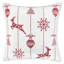 Housse de coussin décoratif, renne brodé rouge et flocons de neige, carré de 20 pouces