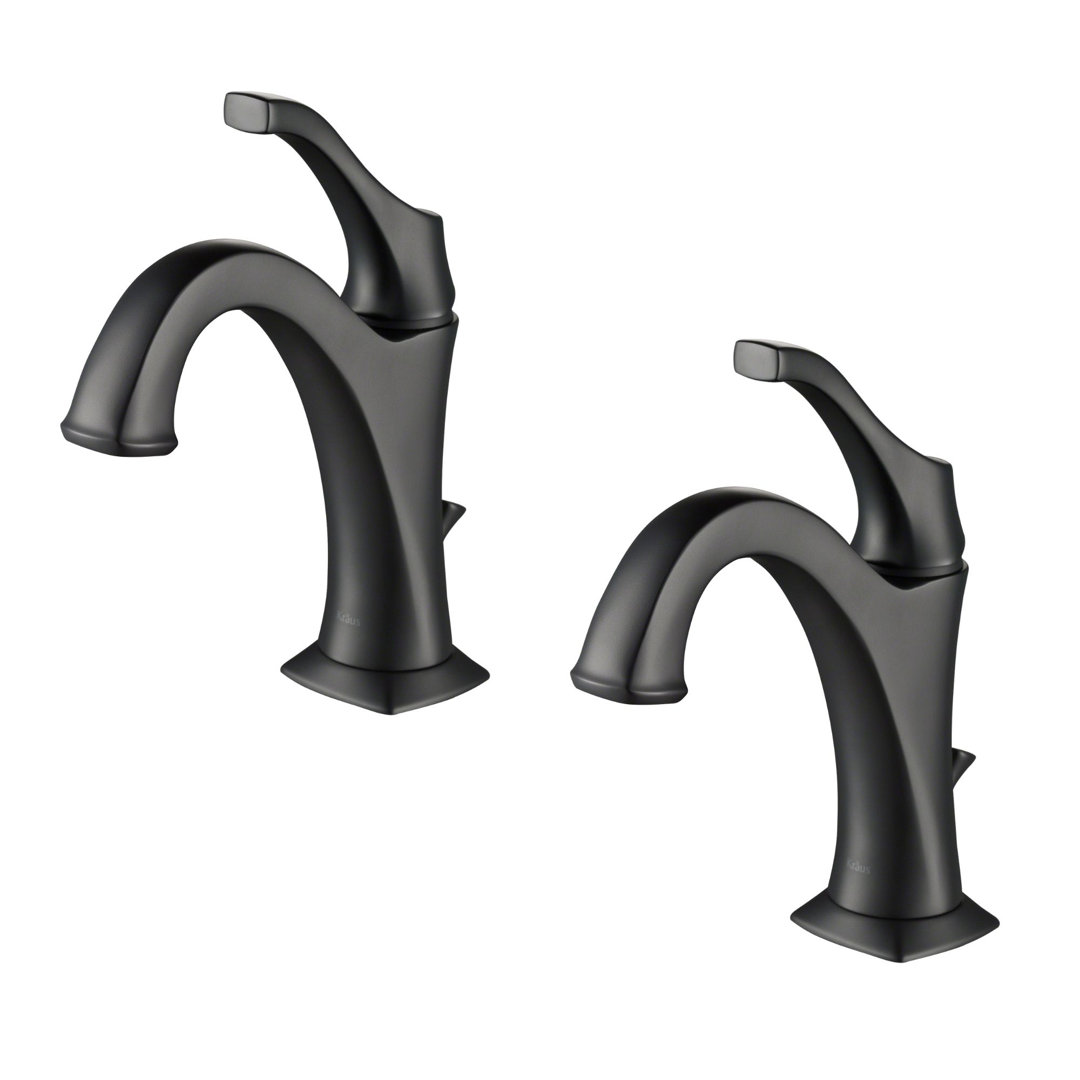 Kraus Arlo Single Hole 1-Handle WaterSense Bathroom Sink Faucet with Drain and Deck Plate (Set of 2) Kraus