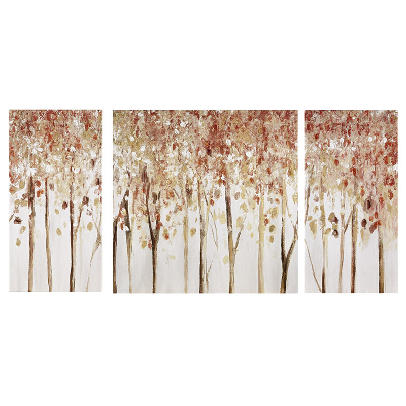 Autumn Forest Hand-Textured Canvas Art Set of 3