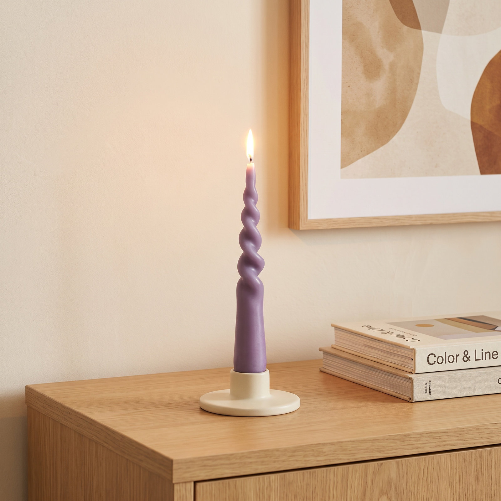 Unscented Taper Candle, Lilac