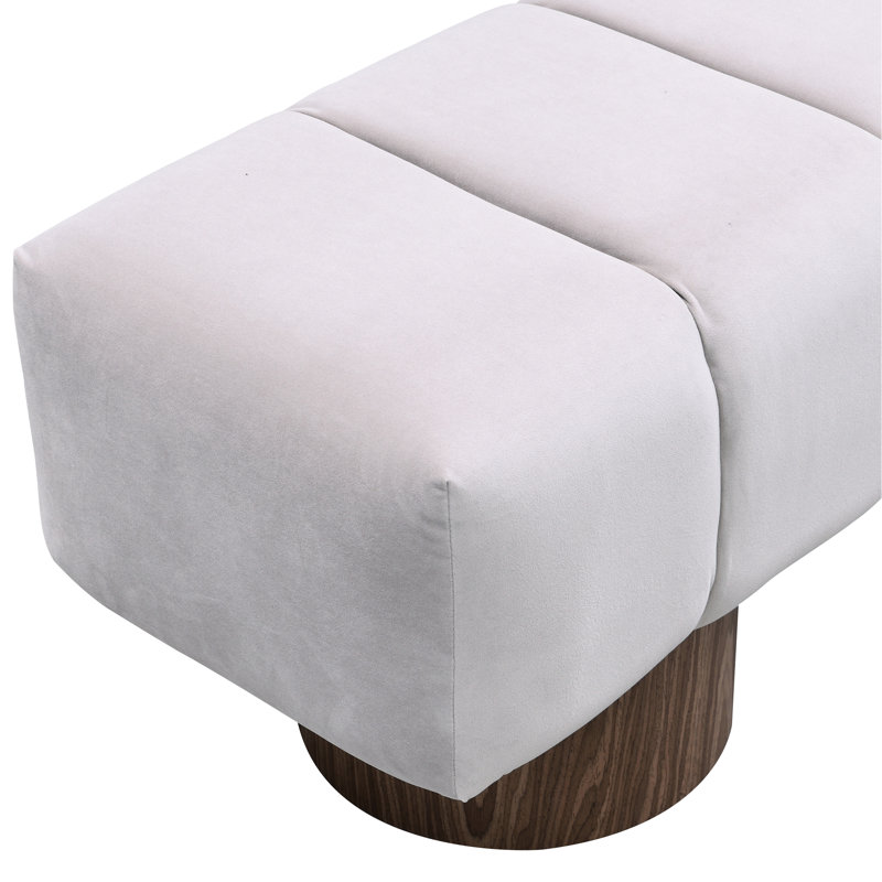 No Upholstered Bench, Gray, 300 Lbs Capacity, Uncompromising Support Gray Velvet Bedroom Seat, Weight No Assembly, Light Gray