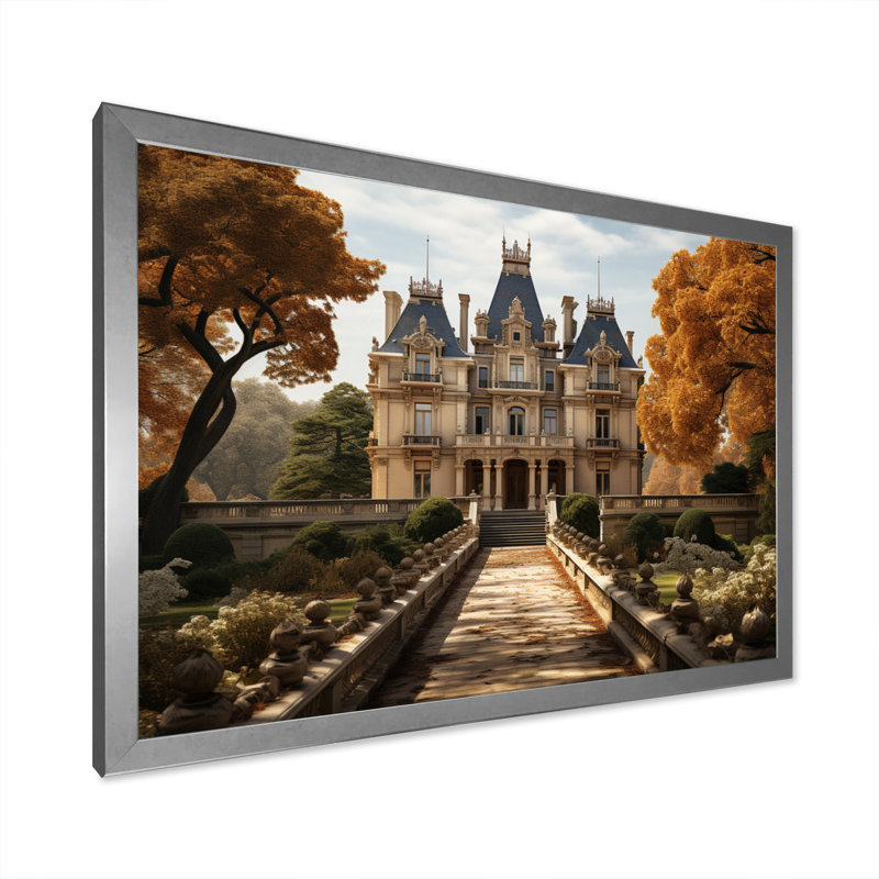 Masiah France Chateau Charisma - impression, H 24 po x l 32 po x P 1 po, Cadre simple argenté