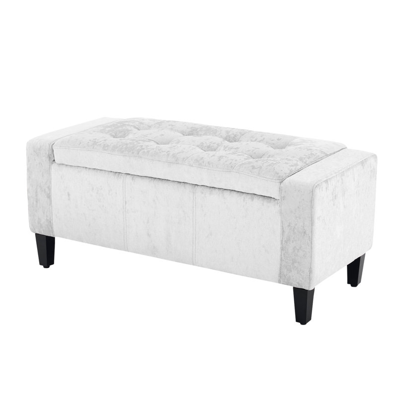Polyester Upholstered Bench, White