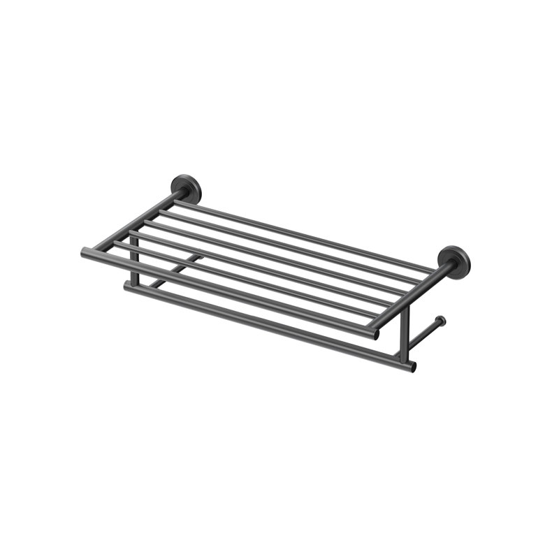 Porte-serviettes mural Latitude II | Porte-serviettes en acier inoxydable de style hôtel avec barre à serviettes, Noir mat