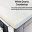Meuble-lavabo pour salle de bain avec comptoir en quartz et miroir - Fonction de fermeture en douceur-750457312-750457313