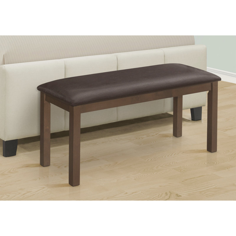 Jeanny Faux Leather Upholstered Bench, 19.5" H x 42.25" W x 16.25" D, Brown, Brown