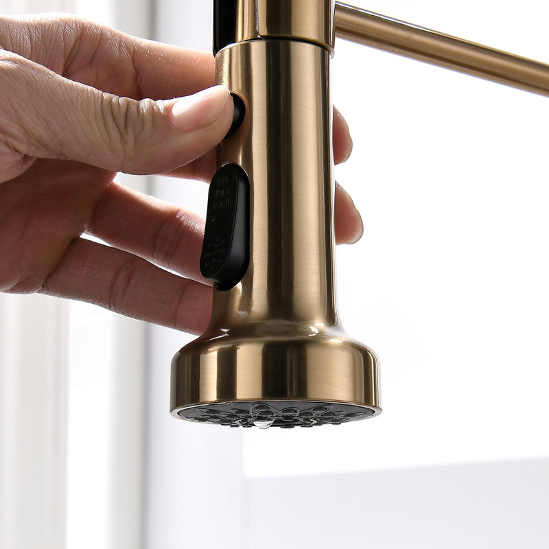 Commercial Brushed Nickel Kitchen Faucet With Pull Down Sprayer, Single Handle Single Lever Kitchen Sink Faucet With Deck Plate