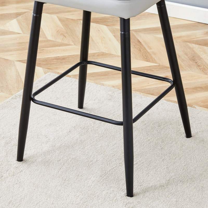 Ensemble de chaises de bar modernes - deux pièces, le dossier a une conception verticale et lisse avec des pieds en métal argenté, convenant pour les bars, les salons, les bars et autres espaces