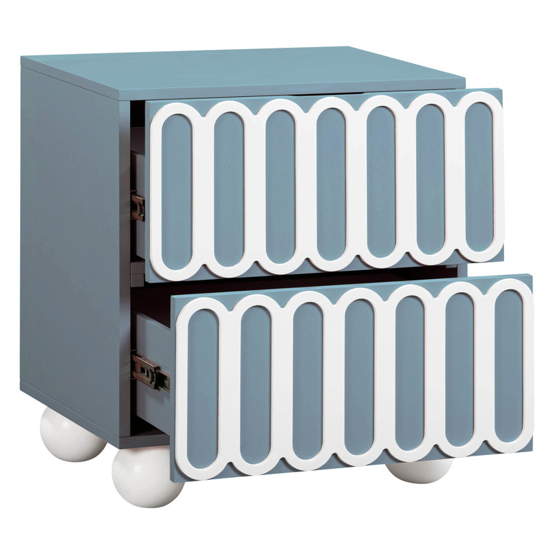 Table de chevet 2 tiroirs Insley, Bleu