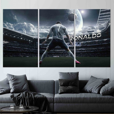 Impression sur toile de Cristiano Ronaldo: Football Sports Decor Art, toile tendue 3P