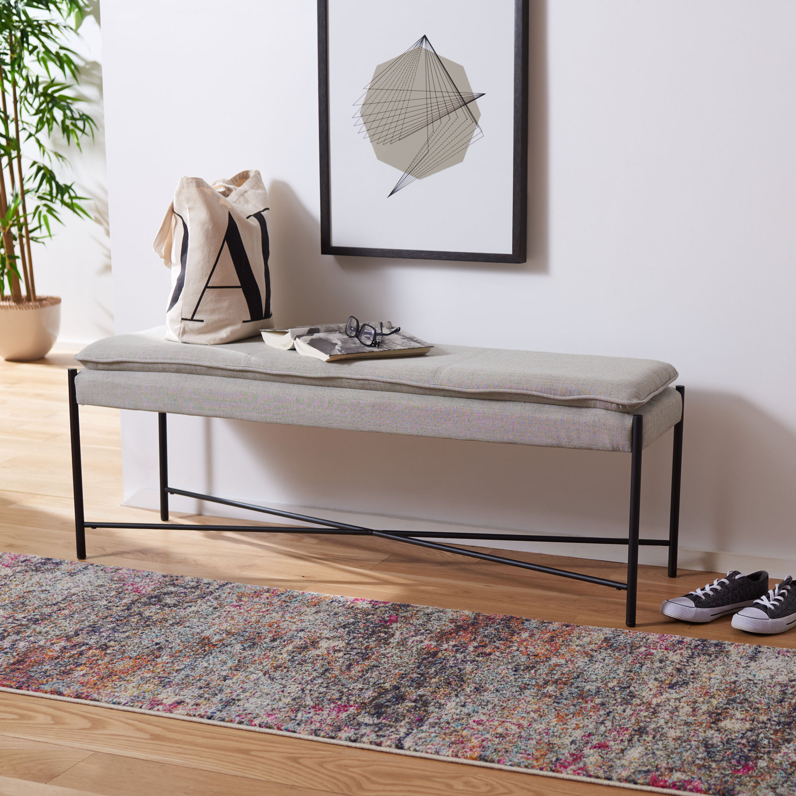 Braylon 50" Entryway Bench, Light Gray