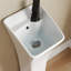 Lavabo de salle de bain à piédestal de petite taille en céramique Deveralley 11 po x l 13 po x H 35 po avec trop-plein Deervalley-103103128