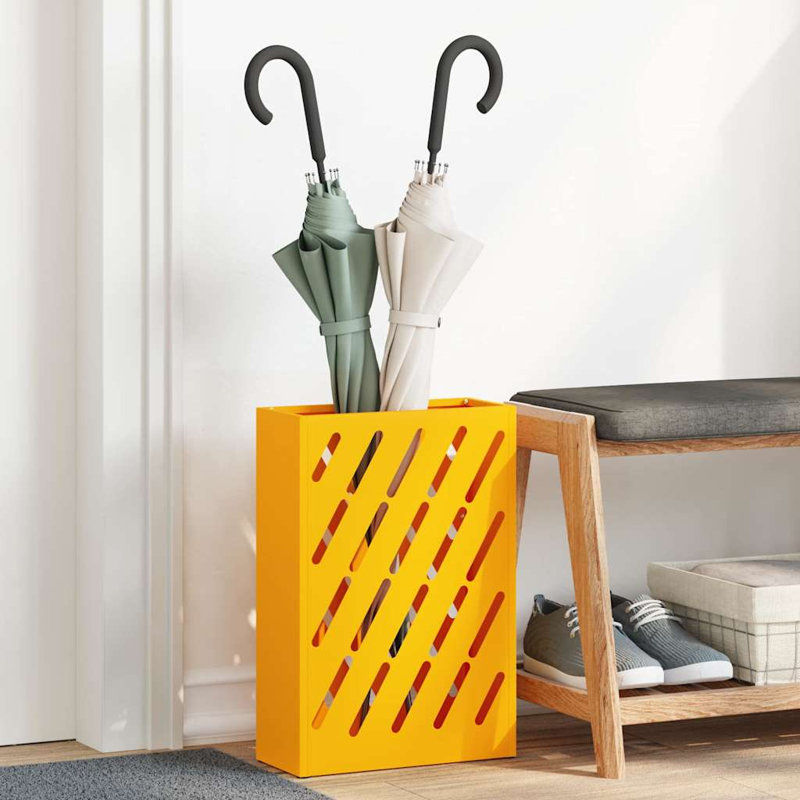 Umbrella Stand With Storage 28 X 12 X 41 Cm Steel, Mustard Yellow