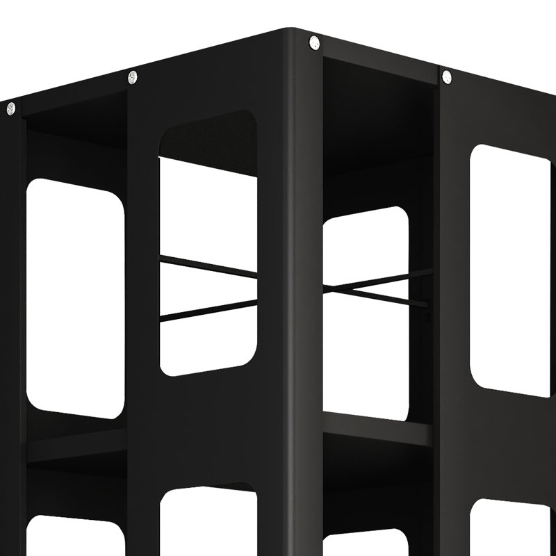4 All Rotating Bookshelf With 360 Wheels, Easy Assembly, Design, White Color, Small Footprint And High Space Efficiency Book Rack Large Size, Black Smooth Rotation For Access