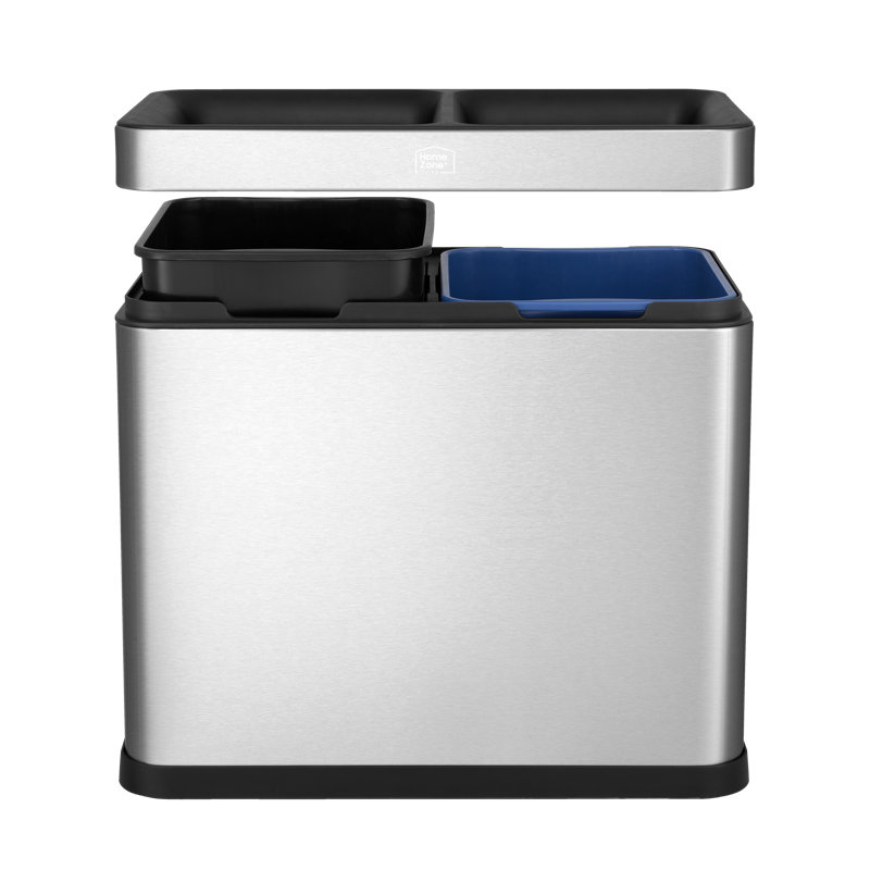 8 Gallon Stainless Steel Dual Compartment Open Top Trash Can